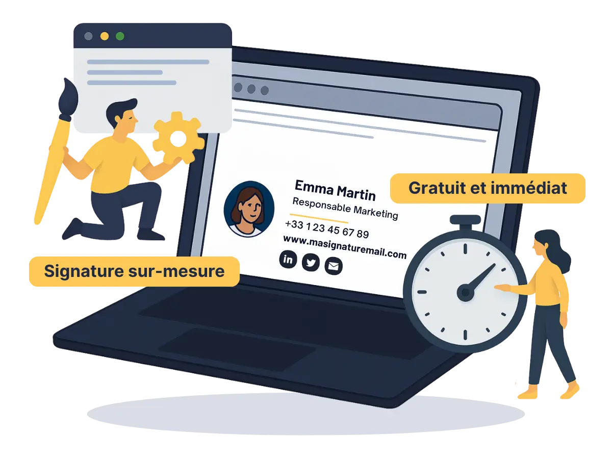 Interface générateur signature email gratuit compatible Gmail Outlook Apple Mail